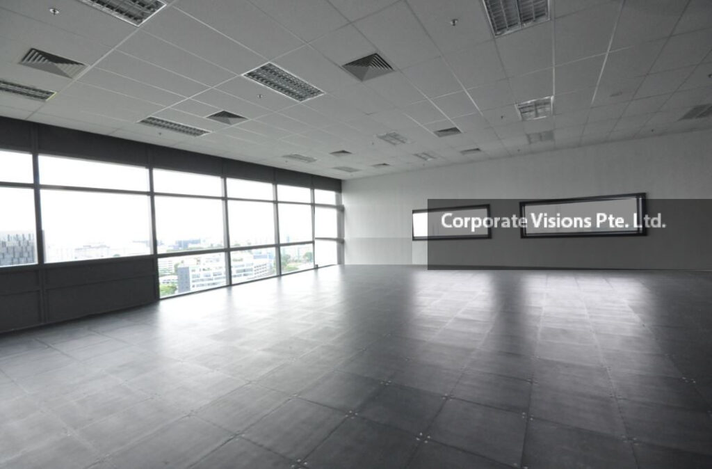 Aperia 10 Kallang Avenue huge windows, raised floor system, wide column